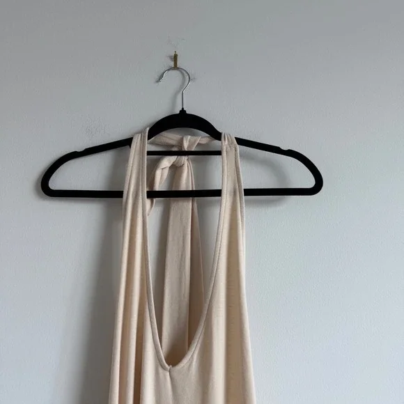 NWT Free People Beach Alix Plunge Low Back Midi Dress in Bleached Sand Neutral - Picture 6 of 9